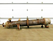 175 psi shell, 50 psi tubes, Atlas shell & tube heat exchanger, 304 Stainless Steel tube, 4" inlet, 96" tube