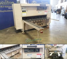 10 gauge x 6' Cincinnati #135HSx6, 8 holddowns, 36" front operated power back gauge w/ indicator, squaring