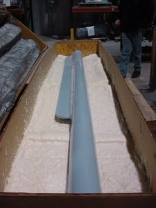 3000 gallon Reglassed fin baffle w/threaded end for sensor, 5" diameter, 121" OAL, 11" span