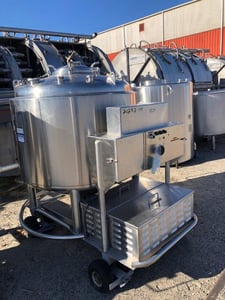 262 gallon Letsch, 316L Stainless Steel press vessel/Likwifier, 32 psi, dish top, cone bottom, 1983