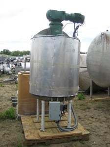 175 gallon Stainless Steel mix tank, 36" dia. x 42" straight side, flat top, dished bottom