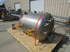 330 gallon Praj, vertical 304L Stainless Steel pressure vessel, 5 psi, dished heads, 2008