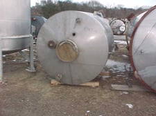 800 gallon 304 Stainless Steel vertical tank, 64" dia. x 60" straight side, cone heads