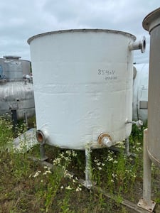 1000 gallon Stainless Steel tank, 72" dia. x 60" straight side, flat hinge top, dish bottom