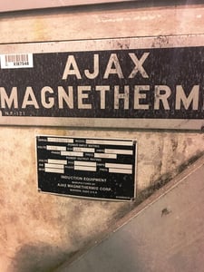 Ajax #MFB-300, 300 lb. hydraulic tilt transite box furnace, Standno hydraulic pump, power supply, 1995