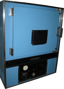 25" width x 20" D x 20" H Blue M #POM-256B-1HP, industrial oven, 650 Degrees  F, 208 V., 1 phase, 45 amps