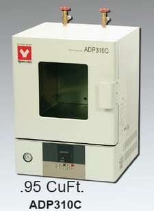 11.8" width x 11.8" H x 11.8" D Yamato #ADP300C-ADP310C, vacuum drying oven, +40 to +240°C, 115 V., 9.5 amps