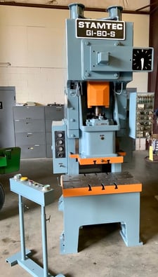 66 Ton, Stamtec #G1-60S, OBI press, 4.7" stroke, 11.8" Shut Height, 45-90 SPM, air clutch, 1988
