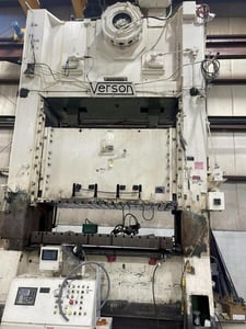 600 Ton, Verson #S2-600-108-54T, straight side mechanical press, 12" stroke, 41.5" Shut Height, air clutch
