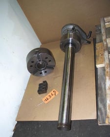 12" MMK #SH-12, 3-jaw power chuck, hydraulic cylinder, 3.5" thru hole, serrated jaw, A-8 back