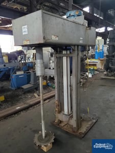 10 HP Indco #HS-10, disperser, stainless steel shaft and blade, 240 volt motor, pneumatic lift, floor mounted