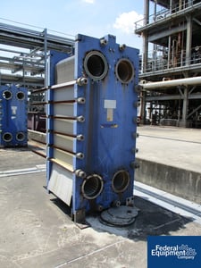 1631 sq.ft., Alfa-Laval #MA30-SMFG, plate heat exchanger, stainless steel plates, 150 psi @ 194 Degrees