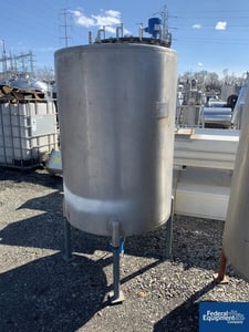 200 gallon Perry Products, Tank, 304 Stainless Steel, flat top, cone bottom, on legs (5 available)