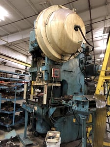 110 Ton, Bliss #C-110, OBI press, 8" stroke, 18" Shut Height, 4" slide adj, 15.5" throat, air clutch, 40 SPM