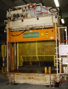 50 Ton, Hydraulic press, down-act, 52" stroke, 66" daylight, 4-post, 101" x42" bed, 5" bore