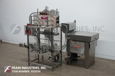 Pack West #6BPF-Q-RF-LR-PLC, automatic, inline, 6-head filler and piston feed system
