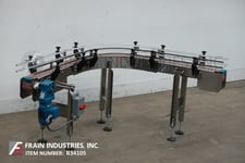 4-1/2" wide x 8.9' long, BMI, table top Stainless Steel conveyor, 90 degree turn, 1/2 HP drive, 30"-37"