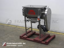 Image for 10 cu.ft. Double ribbon mixer, 304 Stainless Steel contact parts, lift up cover, lift out safety grate, mounted on 4 leg frame with casters