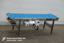 24" wide x 8' long, BMI, Stainless Steel belt conveyor, 22"-38" infeed/discharge range