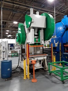 150 Ton, Johnson, 6" stroke, 22" Shut Height, 5" adj., 30-60 SPM, 50" x 30" bed, air clutch & brake, 1986