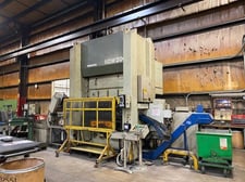 220 Ton, Komatsu #H2W200, SSDC servo press, 9.8" stroke, 19.68" die hght, 4.72" adj., 250 SPM, vibratory