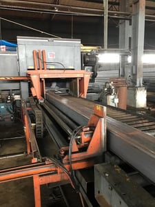 25" x 44" Hem #WF190A-DC, 24" roller discharge table, 2" blade width, 29' length, 15 HP, used, 2000