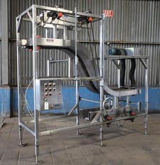 Lowerator/gripper elevator, AMBEC, Stainless Steel, 38" discharge H, 80" infeed H