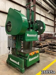 80 Ton, Rousselle #8B48, gap frame double crank OBI press, 8" stroke, 14" Shut Height, air cooled, #28895