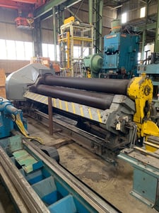 13' x 3/4" Bertsch #14, initial pinch plate roll, 13.2" roll space, 16" roll diameter, air drop end, 1960