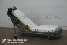 Nercon, Stainless Steel, inclined cleated conveyor, 16-1/2" infeed height, 17" wide intralox conveyor belt