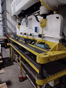 90 Ton, Verson #65 90, mechanical press brake/bed press, 10' overall, 3" stroke, 12" Shut Height, 1961