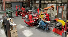 24" x 4.5" Stamco, slitting line, 10000 lb., 72" OD, 16"-20" ID, hydraulic expansion, exit pinch