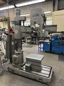 3' -9" Ikeda #RMS-9, radial drill, 50-1500 RPM, plain box table, tapping, plain type base, power arm