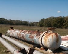 2700 sq.ft., 100 psig 100 shell, 75 psig tube, Atlas, U tube heat exchanger, Carbon Steel, 30" diameter x 20'