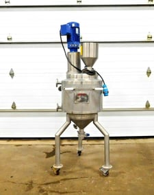 13.2 gallon Falco, 50 liter Stainless steam jacketed mixing tank, 316 Stainless Steel, 50 psi, 16" dia. x 28"