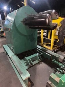 20000 lb. American Steel Line #60, uncoiler, 36" width, 18"-23" hydraulic expansion, 37.5" face mandrel