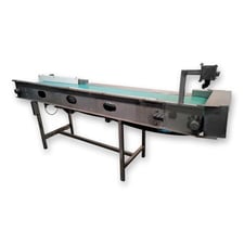 20" width x 8' long, stainless steel slider, bed flat belt conveyor