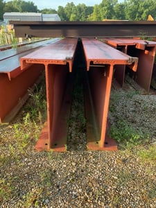 Steel I Beams, 24" Height, 11" Flat, 1/2" Webb, 15" Channel, Used