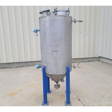 130 gallon Stainless Steel cone bottom tank, 30" diameter x 48" straight side