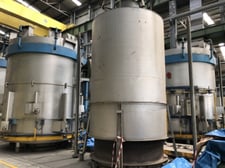 75" diameter x 142" H Ferre Gas Fired Bell Annealing Furnaces, 24 bases, 8 furnaces, 1980, upgrade in 2000
