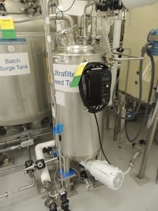 13 gallon T & C, 316L Sanitary Stainless Steel Jacketed Reactor Vessel w/ Bottom Mounted Mixer, 50/FV PSI @