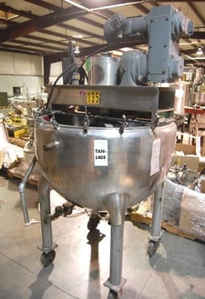 100 gallon Hamilton #SA, Stainless Steel Double Motion Jacketed Mix Kettle, 36" Dia. x approx. 28" deep