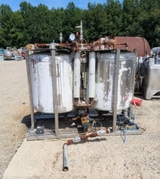 130 gallon Stainless Steel Dish Bottom Dual Tank System, 34" dia x 34" straight side, ~2" CBO
