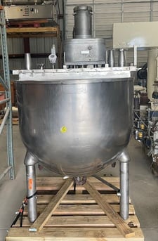 150 gallon Groen #TA-150, Jacketed Mix Kettle w/ Scrape Agitation, 316 Stainless Steel, 100 PSI @ 338 Degrees