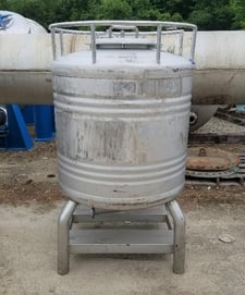 200 gallon Eurostar, Stainless Steel Sanitary Tanks/totes, 40" dia. x 36" T/T, 67" OAH, approx. 2" outlet