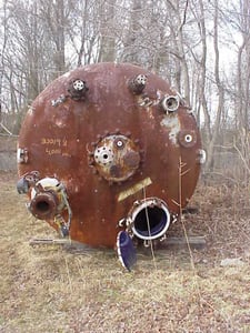 375 gallon 25 psi/FV psi, 102" diameter x 1128" L, Aj Schmidt, Vertical Pressure Vessel, Carbon Steel