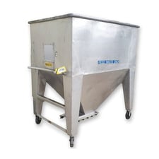 80 cu.ft. Portable Stainless Steel Hopper, 4' wide x 6' long, Reinforced top edge, 12" discharge