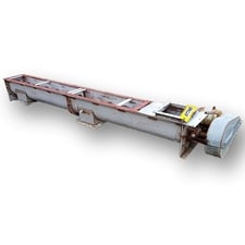 9" diameter x 9.6' long, Center discharge Stainless Steel screw conveyor, twin discharge