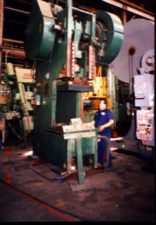 100 Ton, Rockford #G-110-1, Gap Frame Single Crank Press, 10" stroke, 44" x 27-1/2" bed, 30" shut height, 50