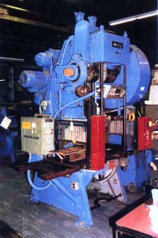 60 Ton, Johnson #MP60FW, OBI Single Crank Press, 4" stroke, 12-1/2" shut height, 32" x 21" bed, 3-1/2"
